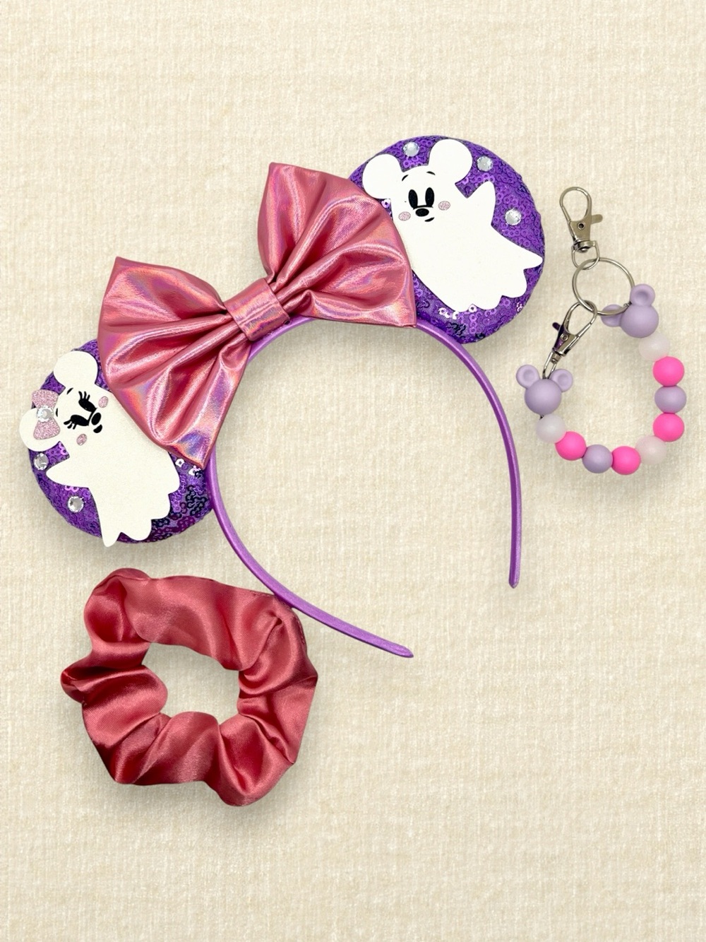 Lavender Ghost Minnie Ears & Holder Set | Disney-Inspired Halloween Mouse Ears